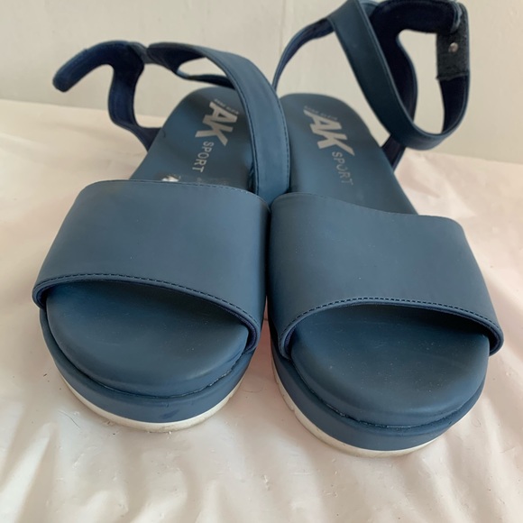 Anne Klein Shoes - Anne Klein AK Sport Slate Blue Ankle Strap Wedge Sandals